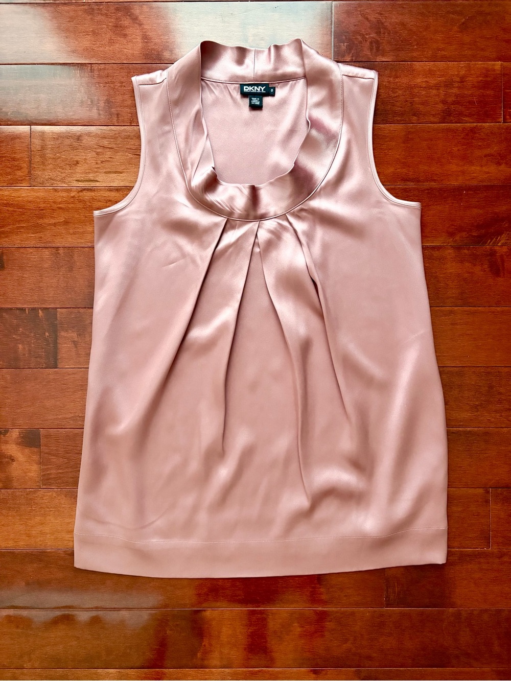 DKNY 100% Silk Shell in Blush Rose Satin